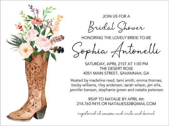 Floral Boot Invitations